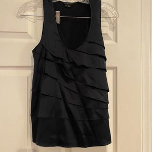Theory Navy Sleeveless top with diagonal ruffles (size P)
